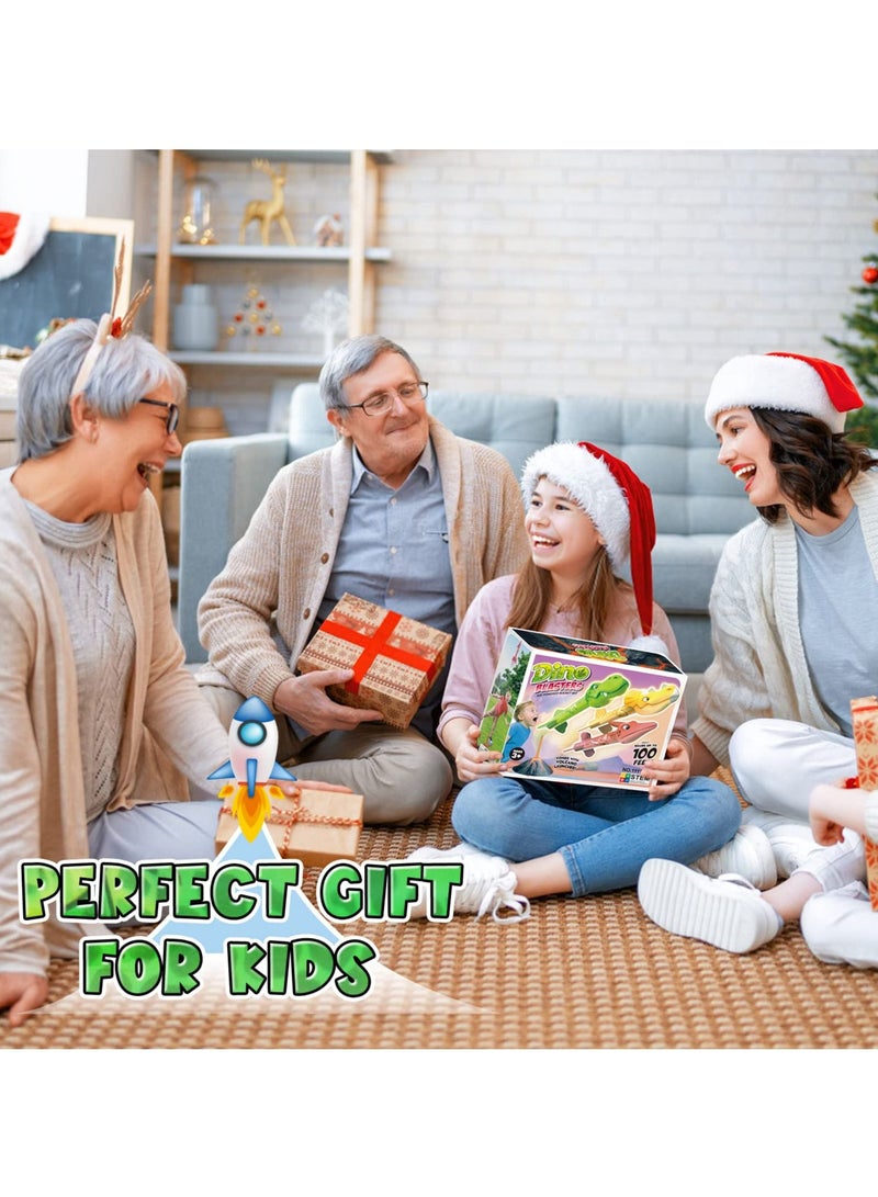 SYOSI Dinosaur Rocket Toy Launcher, Stomp Toy Rocket for Kids Boys Toys Age 3-8 Year Old Kids Rocket Launcher Toy with 3 Dinosaur Rockets