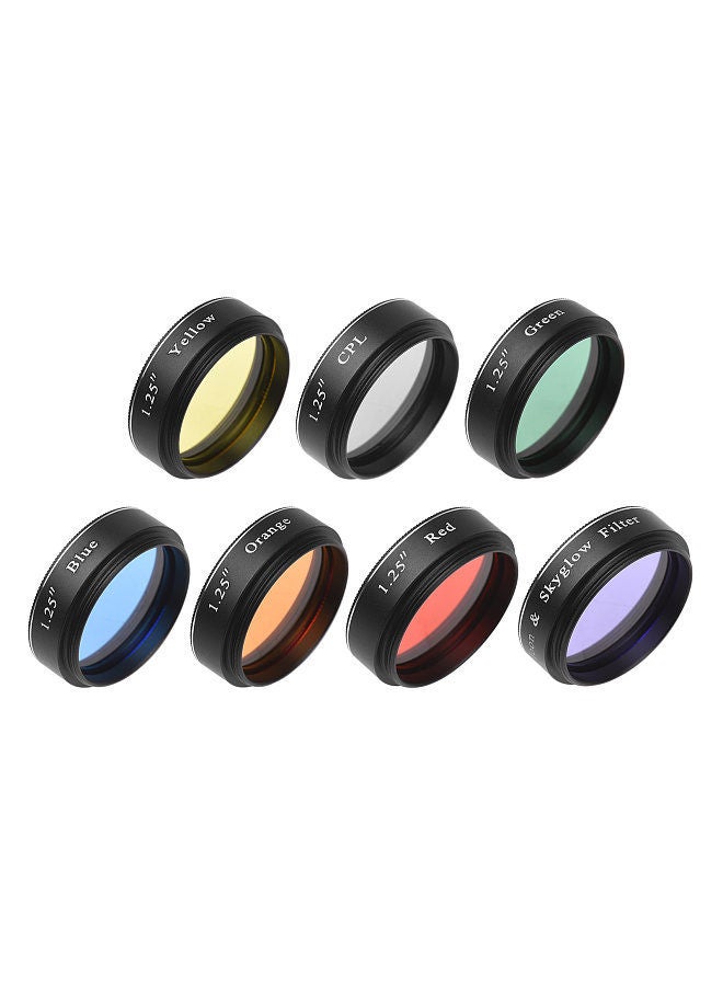 Andoer 1.25 Inches Telescope Eyepiece Filters Set Moon & Skyglow Filter CPL Filter Red Orange Yellow Green Blue Color Filters for Lunar Planetary Observation