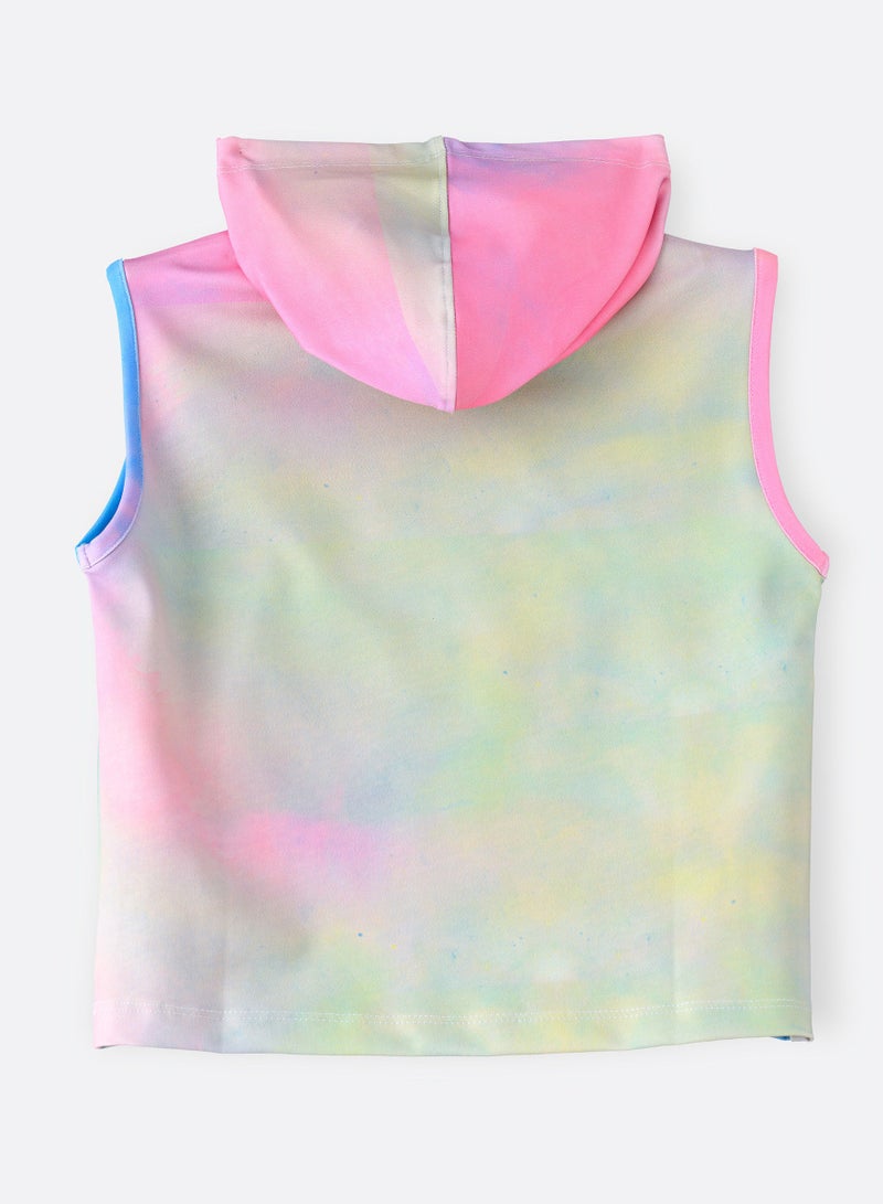 Girls Tie-Dye Sleeveless Hoodie