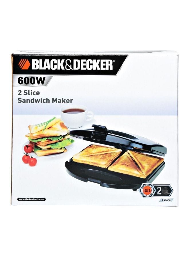 2 Slice Sandwich Maker 600W 600.0 W TS1000-B5 Black