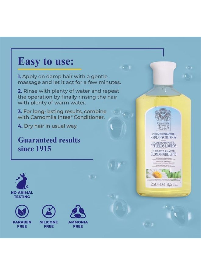 Camomila Kids Shampoo for Blonde Highlights – 8.5Oz Chamomile Shampoo Hair Lightener for Kids – Natural Extract Toddler Shampoo with No Silicones, Parabens