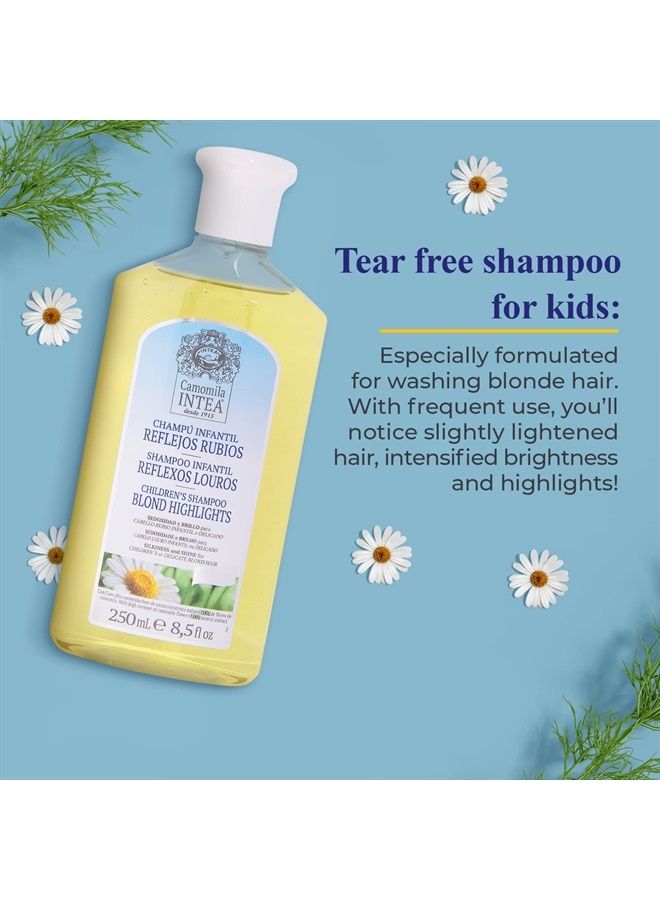 Camomila Kids Shampoo for Blonde Highlights – 8.5Oz Chamomile Shampoo Hair Lightener for Kids – Natural Extract Toddler Shampoo with No Silicones, Parabens