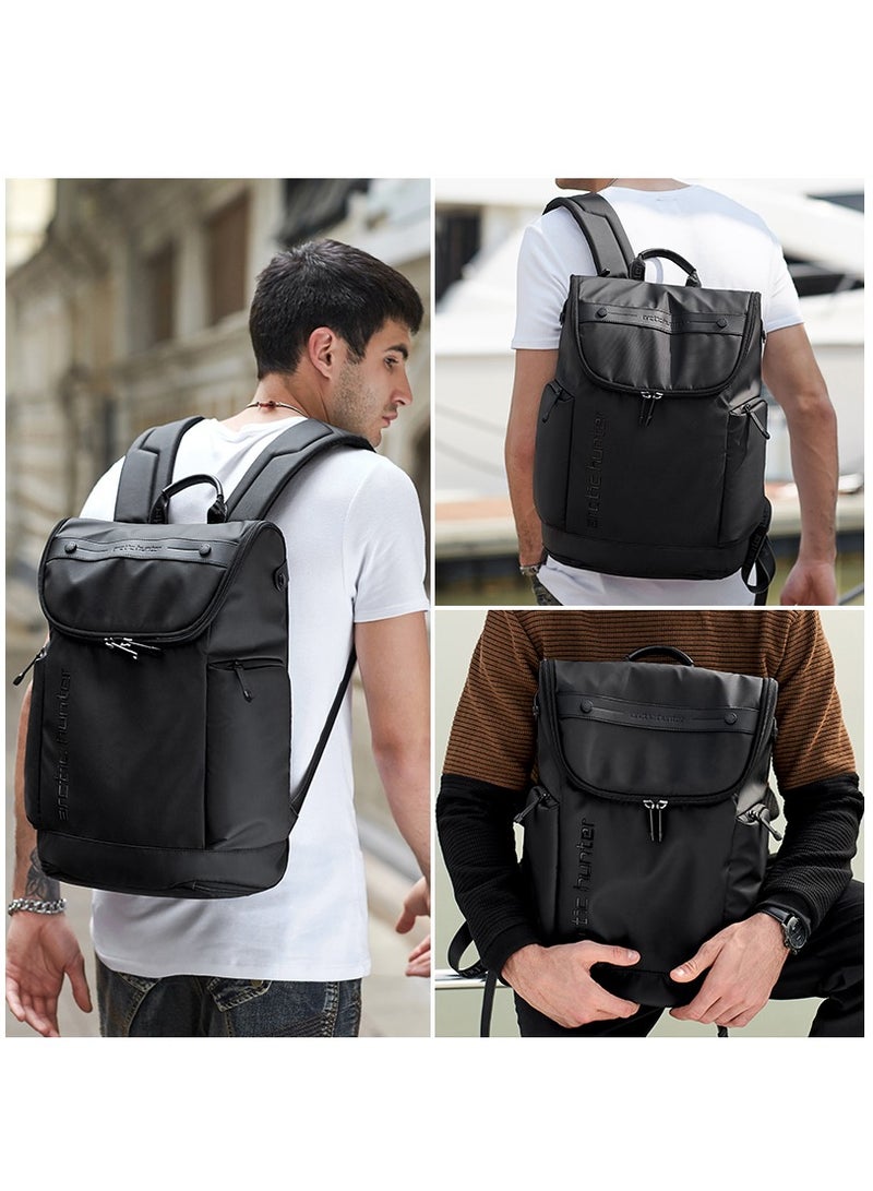 Water Resistant Polyester 180 Degree Flat Open 15.6 inch Unisex Travel Laptop Backpack B00465 Black