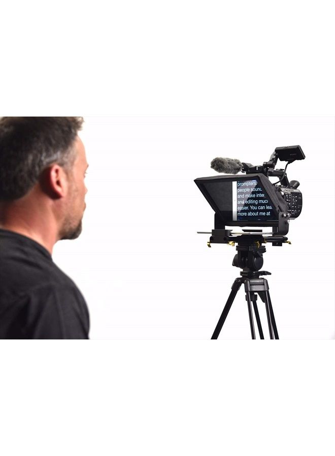 TMP 500 Universal Video Camera Tripod Teleprompter 15mm Rails w/ Carry Case