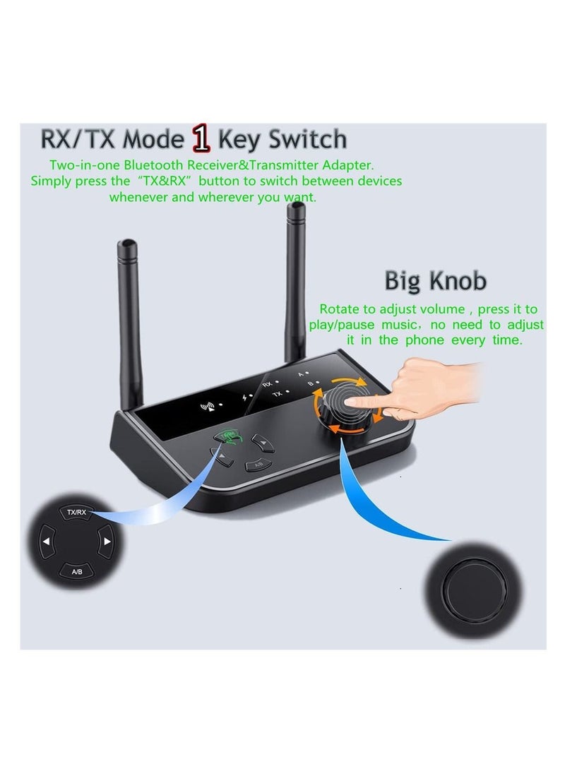 SYOSI, Bluetooth 5.3 Audio Adapter, 2 in 1 Bluetooth Wireless AUX Receiver 1 Drag 2 for TV, Wireless Music Transmitter for Headphones Speakers, Car, Home Stereo System