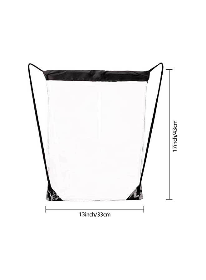 Clear Drawstring Bags, Waterproof Small Clear Bag for Stadium Colleges Sport Event Work Concert Security Approved Clear Drawstring Bag Waterproof Stadium Drawstring Backpack 2 Pieces