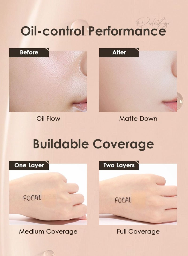 Perfect Base Lasting Poreless Liquid Foundation Medium to Full Coverage with Matte Finish Covers Blemishes & Under-Eye Circles for All Skin Types-02 bEIGE