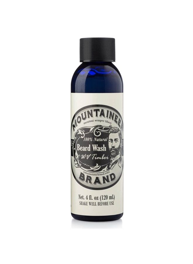 Beard Wash by Mountaineer Brand All-Natural Beard Shampoo - Cleans and Conditions (4 Ounce, WV Timber)