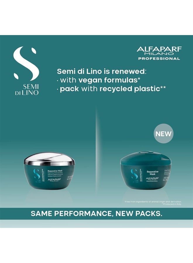 Semi di Lino Reconstruction Reparative Mask for Damaged Hair - Safe on Color Treated Hair - Damaged Hair Repair - Paraben and Paraffin Free - Vegan Formula - 6.88 fl. oz.