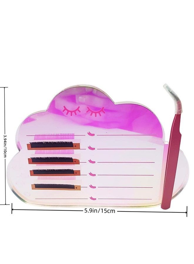 Dazzling Eyelash Grafting Pallet, Acrylic Lash Tile holder, Makeup Palette Eyelash Extensions Storage Gasket Pads with Suction for Tweezers (Cloud-Shaped C)