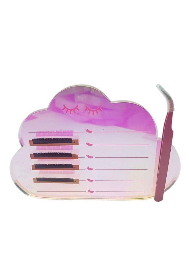 Dazzling Eyelash Grafting Pallet, Acrylic Lash Tile holder, Makeup Palette Eyelash Extensions Storage Gasket Pads with Suction for Tweezers (Cloud-Shaped C)