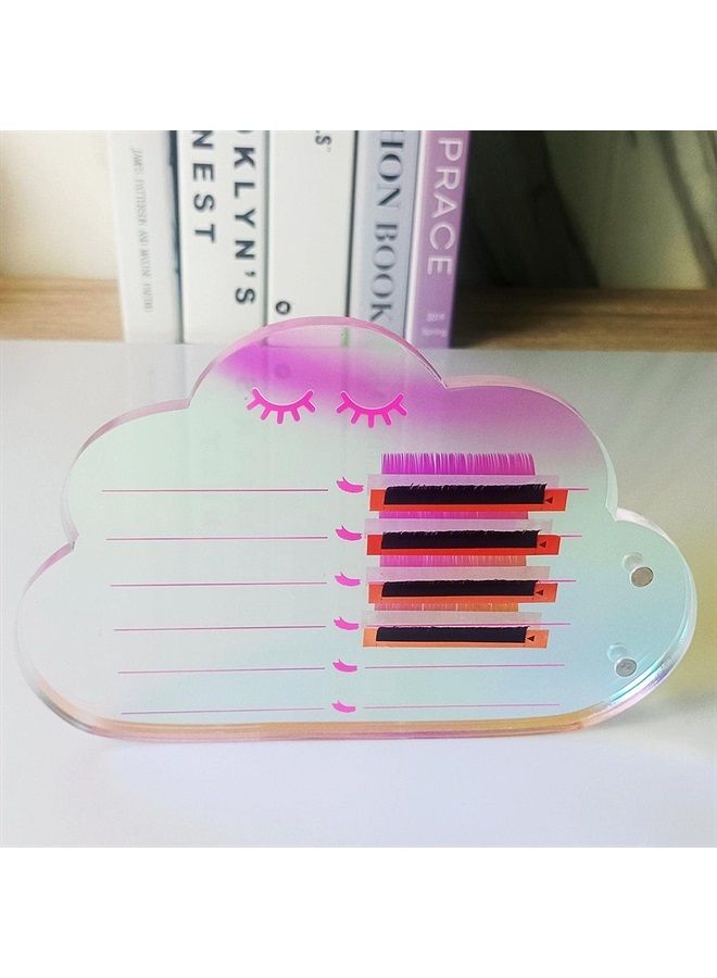 Dazzling Eyelash Grafting Pallet, Acrylic Lash Tile holder, Makeup Palette Eyelash Extensions Storage Gasket Pads with Suction for Tweezers (Cloud-Shaped C)