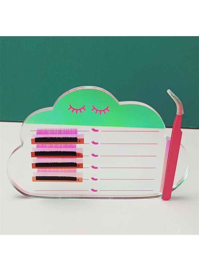 Dazzling Eyelash Grafting Pallet, Acrylic Lash Tile holder, Makeup Palette Eyelash Extensions Storage Gasket Pads with Suction for Tweezers (Cloud-Shaped C)