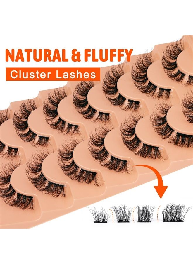 Natural Cluster Lashes D Curl Eyelash Extensions Wispy Individual Lashes Strips False Eyelashes DIY Lash Extensions Multipack by Eefofnn