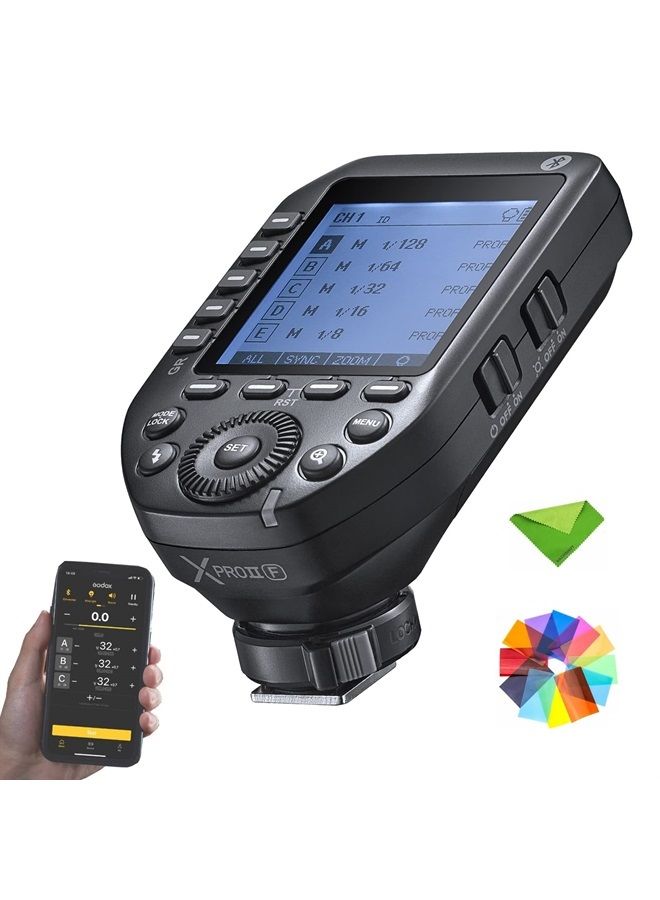 Godox XProII-F XproIIF Flash Trigger for Fuji Fujifilm, TTL Wireless Transmitter 2.4G HSS 1/8000S Bluetooth Connection, Large Screen Trigger for Fuji Fujifilm (Upgraded Version of Godox Xpro-F)