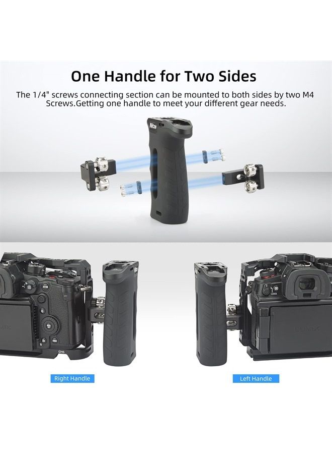 Ergonomic Side Handle with 1/4” Screws, Rubberized Aluminum Left/Right Side Handle for Camera and Monitor Rigs - PA29B