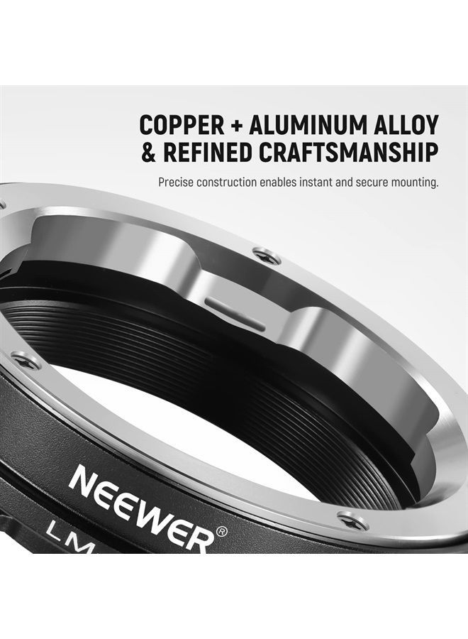 NEEWER Lens Mount Adapter Manual Focus Ring Compatible with Leica M Mount Lens to Sony E Mount Camera, Compatible with Sony A1 A9 A7 A7C A7R A7S A6600 A6400 A5000 NEX-7 NEX-6 NEX-5 ZV-E10 FX30