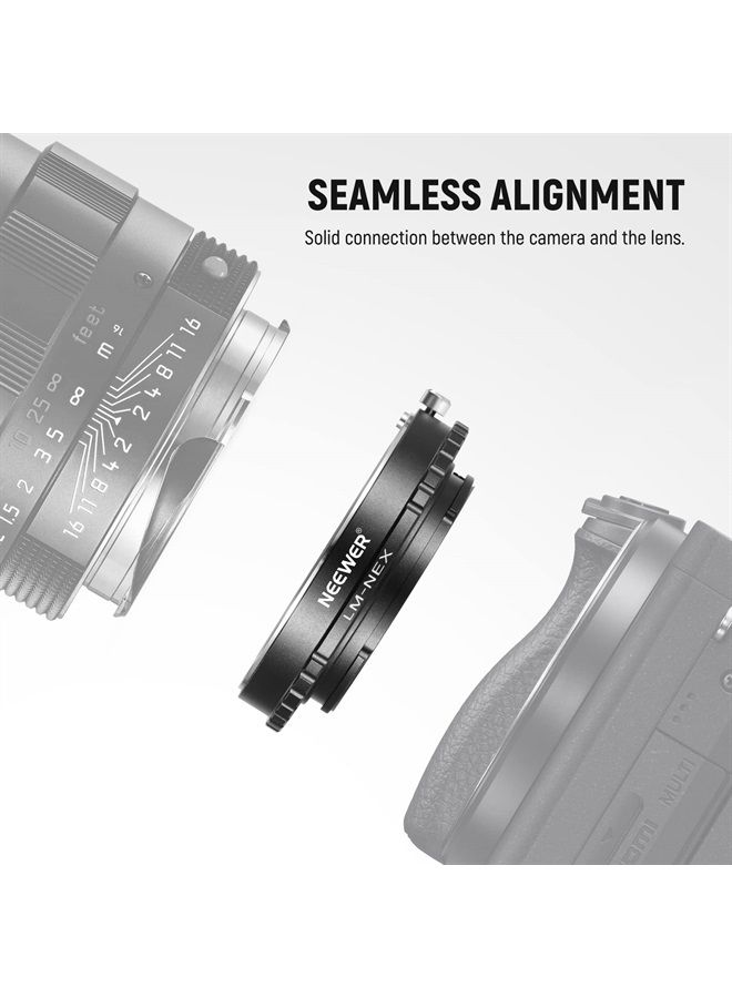 NEEWER Lens Mount Adapter Manual Focus Ring Compatible with Leica M Mount Lens to Sony E Mount Camera, Compatible with Sony A1 A9 A7 A7C A7R A7S A6600 A6400 A5000 NEX-7 NEX-6 NEX-5 ZV-E10 FX30