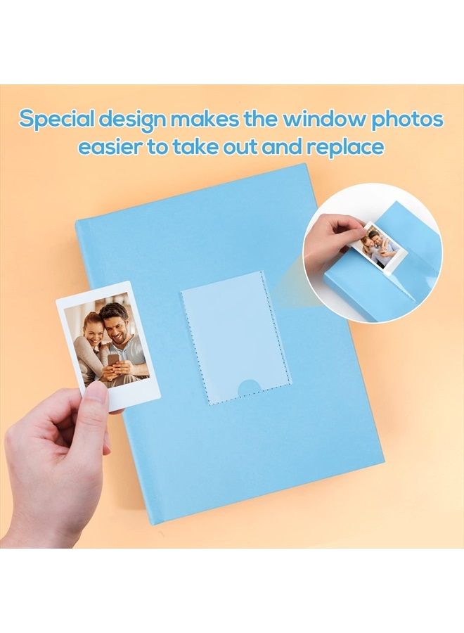 128 Pocket Photo Album with Writing Space, Front Window, Polaroid 2x3 Inch Photo Albums Compatible with Fujifilm Instax Mini 12 11 9 8 40, Polaroid 300, HP Sprocket, K-Pop Photocards (Blue)