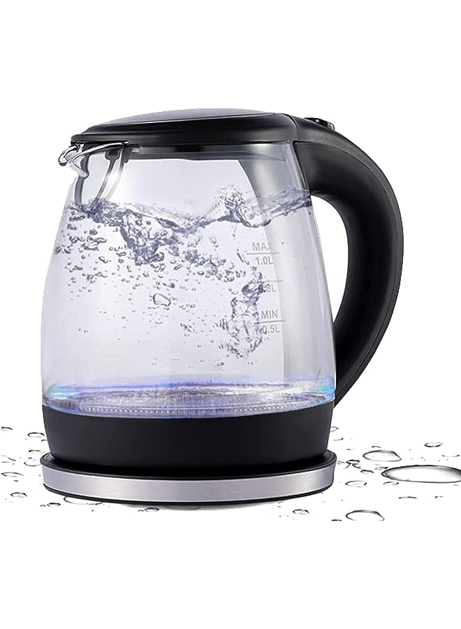 Electric Kettle Hot Tea Water Boiler, 1L Fast Boiling Hot Water Heater with Blue LED Indicator, Stainless Steel Inner Lid & Filter, Boil-Dry Protection & Auto Shut-Off BPA Free