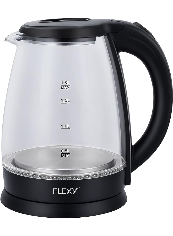 Liter Glass Body Electric Cordless Kettle with 360° Swivel Base, Power Cord Storage, Auto Cut-off Function, LED Indicator, 1500 Watts