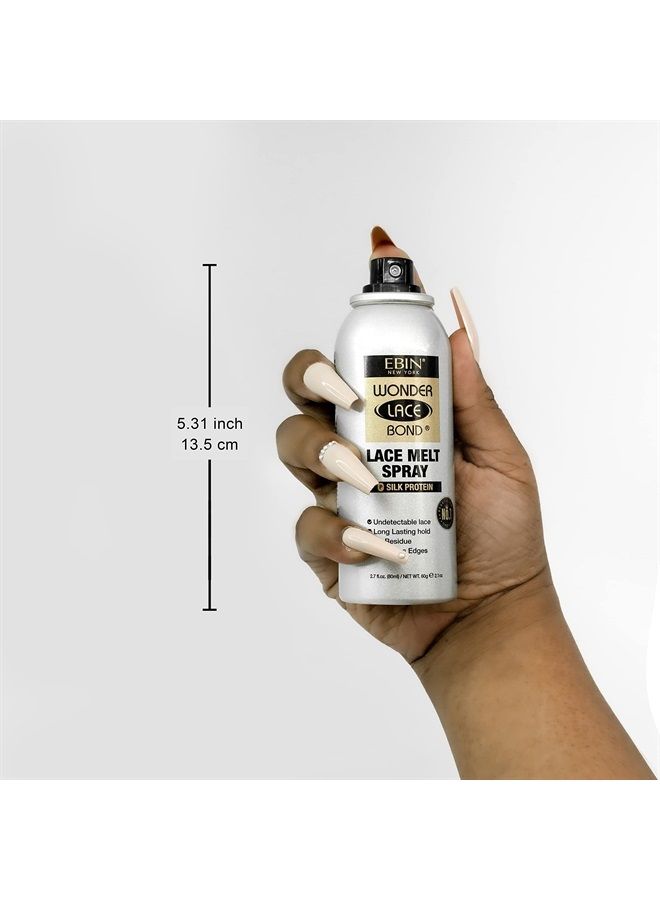 Wonder Lace Melt Aerosol Spray | Preserves Edges & Undetectable Lace | Long lasting hold | No Residue | Silk Protein + Biotin Infused (80ml./ 2.7oz)