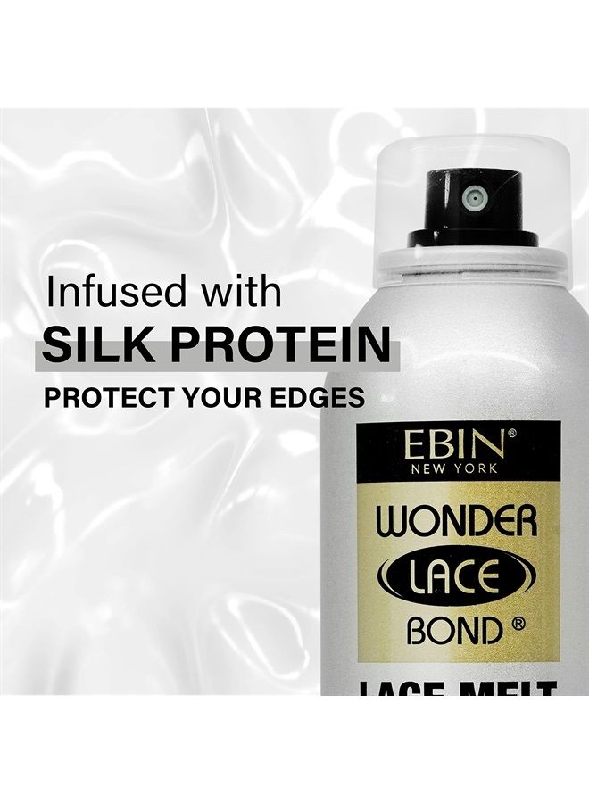 Wonder Lace Melt Aerosol Spray | Preserves Edges & Undetectable Lace | Long lasting hold | No Residue | Silk Protein + Biotin Infused (80ml./ 2.7oz)
