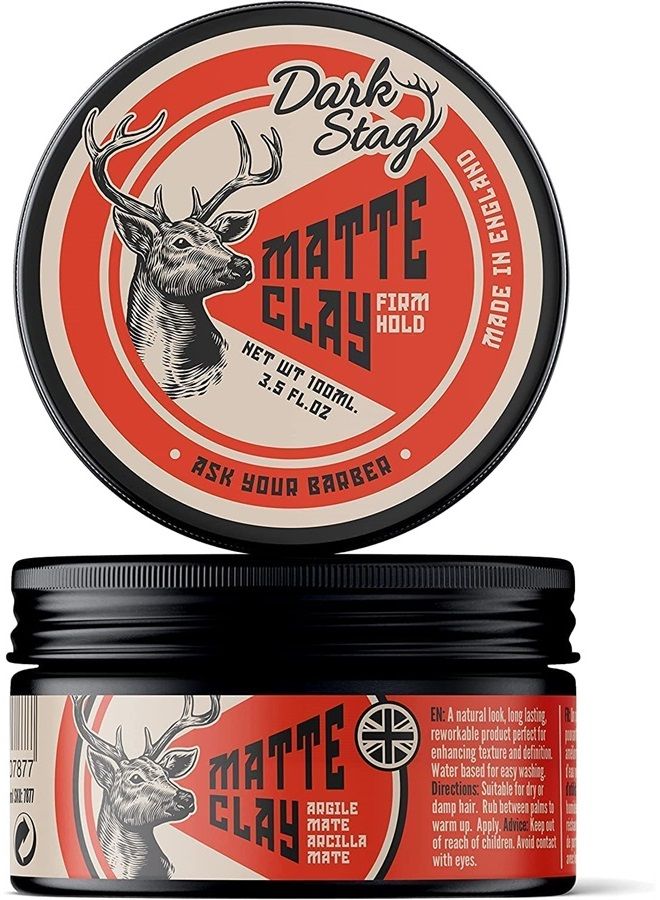 Matte Clay, Professional Hair Styling Product for Men, Water Based for Easy Wash Out, Firm Hold, Matte Finish 100ml / 3.5oz