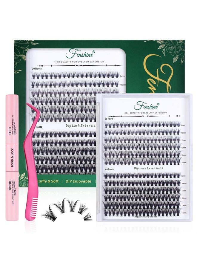 Fenshine Cluster Eyelash Extensions 240pcs 20D/40D Cluster Eyelashes Mixed, Natural False Eyelashes Cluster Soft Individual Lashes Clusters