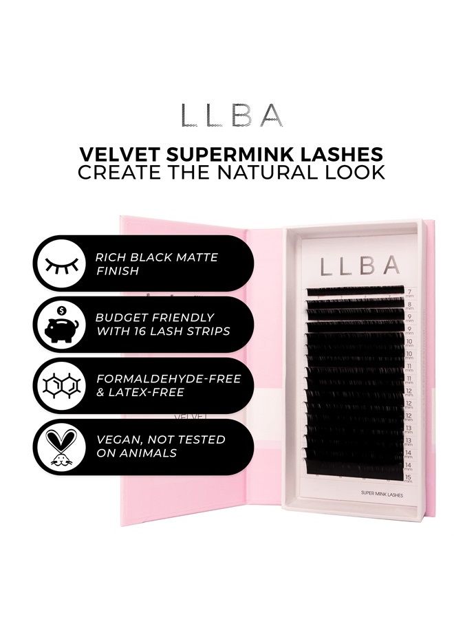 Super Mink Eyelashes Extensions - Multi Selections from 0.03 to 0.2, C CC D Curl, 7-15 mm Length Mixed Tray Silk Eyelashes, Individual Eyelash Extensions (0.05 D, 7-15mm)