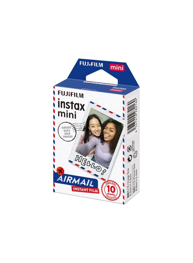 Instax Airmail Mini Film -For Mini 9,Mini 11, Mini 90,Mini 70,Mini Link, Mini Liplay 10 Shot Pack-White