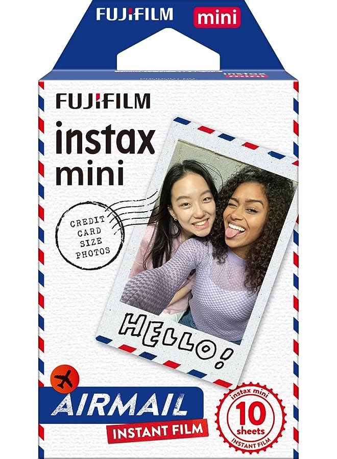 Instax Airmail Mini Film -For Mini 9,Mini 11, Mini 90,Mini 70,Mini Link, Mini Liplay 10 Shot Pack-White