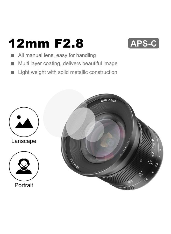 7 Artisans 12mm F2.8 Mark Ⅱ Ultra Wide Angle APS-C Manual Focus Prime Lens Compatible for Canon EOS-M Mount Mirrorless Cameras M1 M2 M3