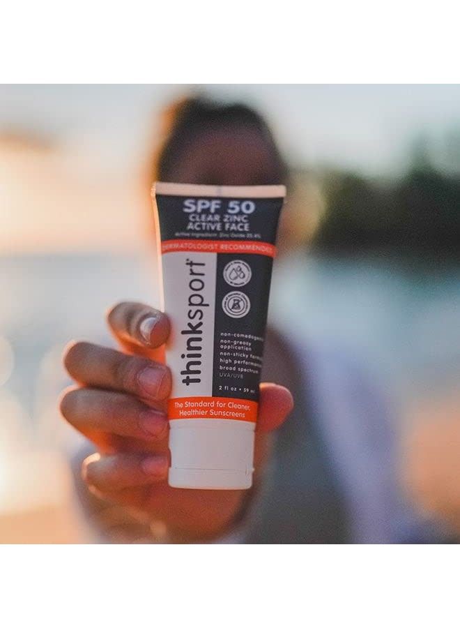 Spf 50 Clear Zinc Active Face Safe Natural Mineral Sunscreen For All Skin Tones Water Resistant Facial Sun Protection Vegan Sun Lotion 2 Fl Oz