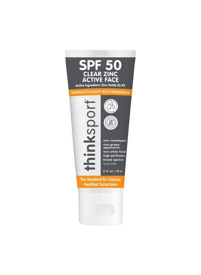 Spf 50 Clear Zinc Active Face Safe Natural Mineral Sunscreen For All Skin Tones Water Resistant Facial Sun Protection Vegan Sun Lotion 2 Fl Oz