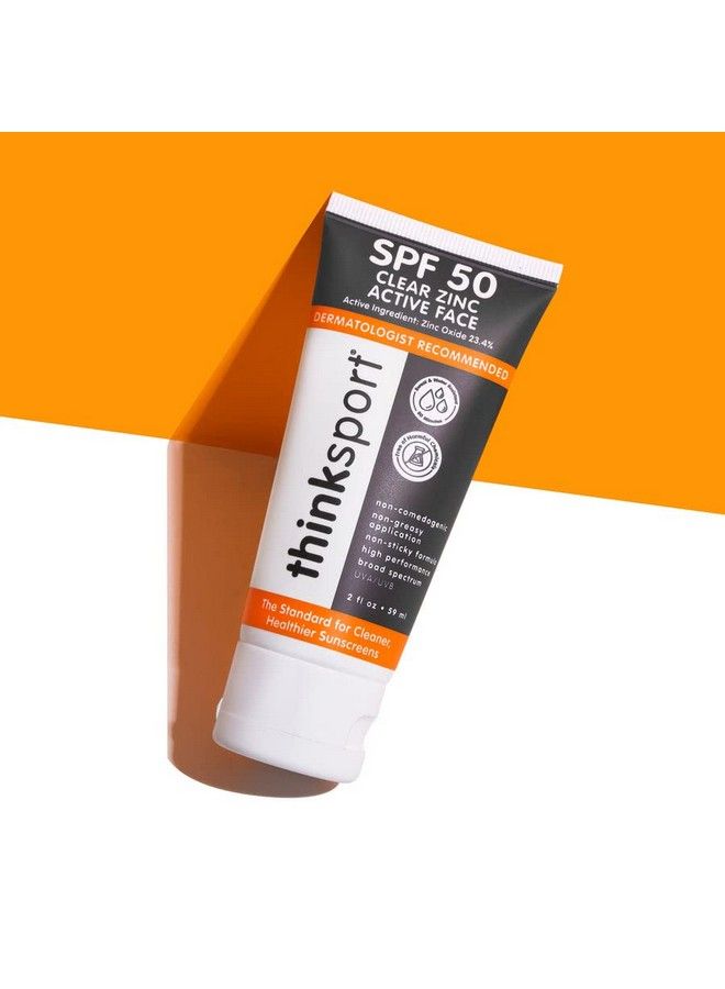 Spf 50 Clear Zinc Active Face Safe Natural Mineral Sunscreen For All Skin Tones Water Resistant Facial Sun Protection Vegan Sun Lotion 2 Fl Oz