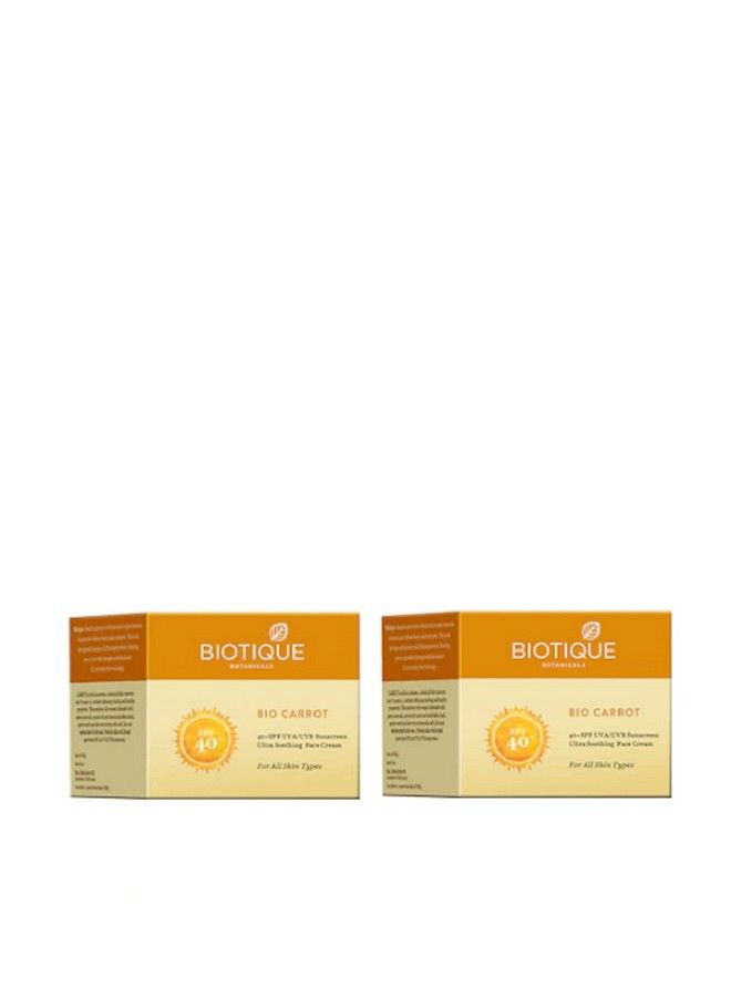 Bio Carrot 40+ Spf Uva/Uvb Sunscreen Ultra Soothing Face Cream 50G (Pack Of 2) (Pack Of 2)