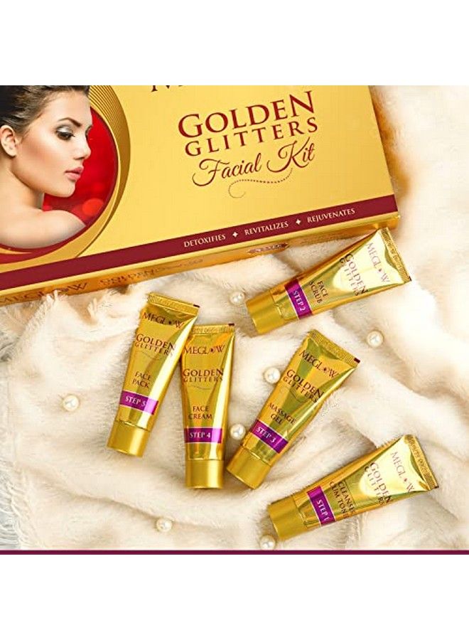 Beauty Combo Pack Of 3 Golden Glitters Facial Kit (105G) With 5 Easy Steps For Golden Glow ;; Gold Bleach ((2)50G) With Prompt Radiance ;; Deeply Cleanses Skin ;; Nourish Hydrate And Soothes The Skin