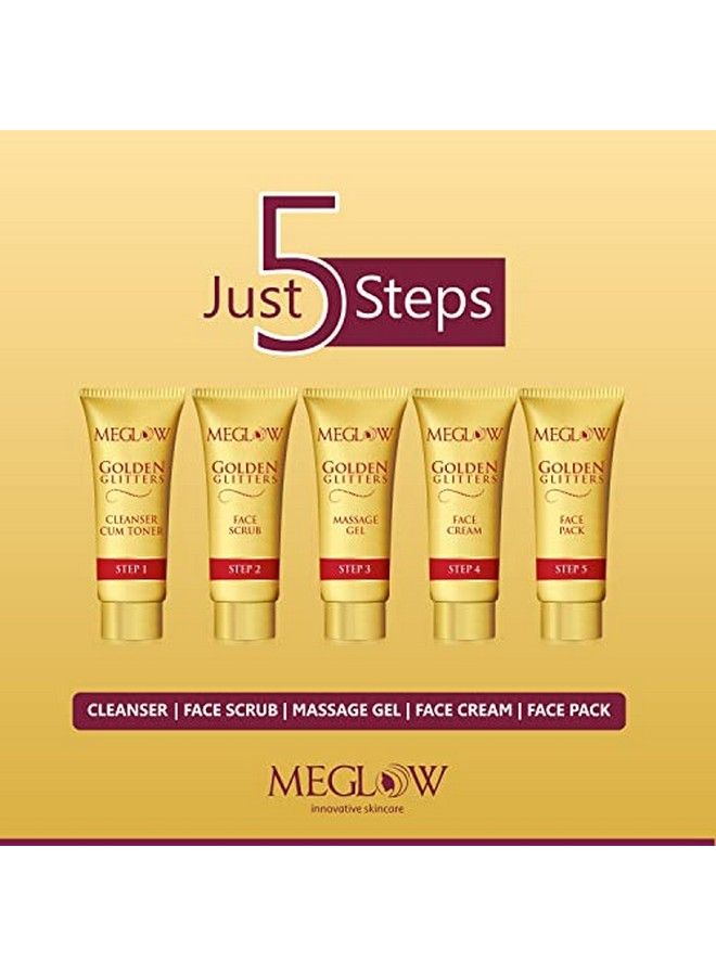 Beauty Combo Pack Of 3 Golden Glitters Facial Kit (105G) With 5 Easy Steps For Golden Glow ;; Gold Bleach ((2)50G) With Prompt Radiance ;; Deeply Cleanses Skin ;; Nourish Hydrate And Soothes The Skin