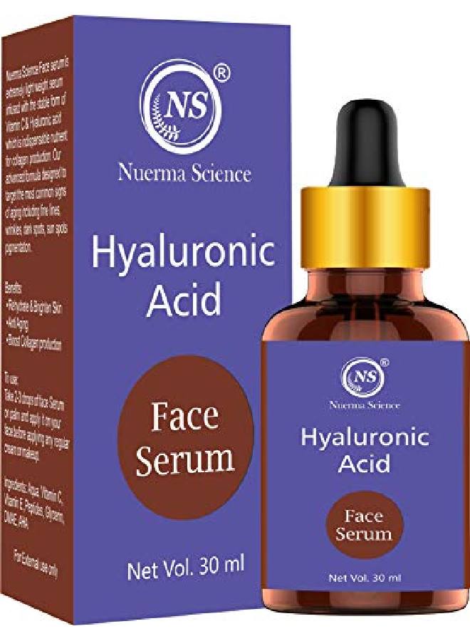 Hyaluronic Acid Face Serum (For Skin Brightening Anti Aging Spotless Skin Dark Circles with Vitamin E & C)