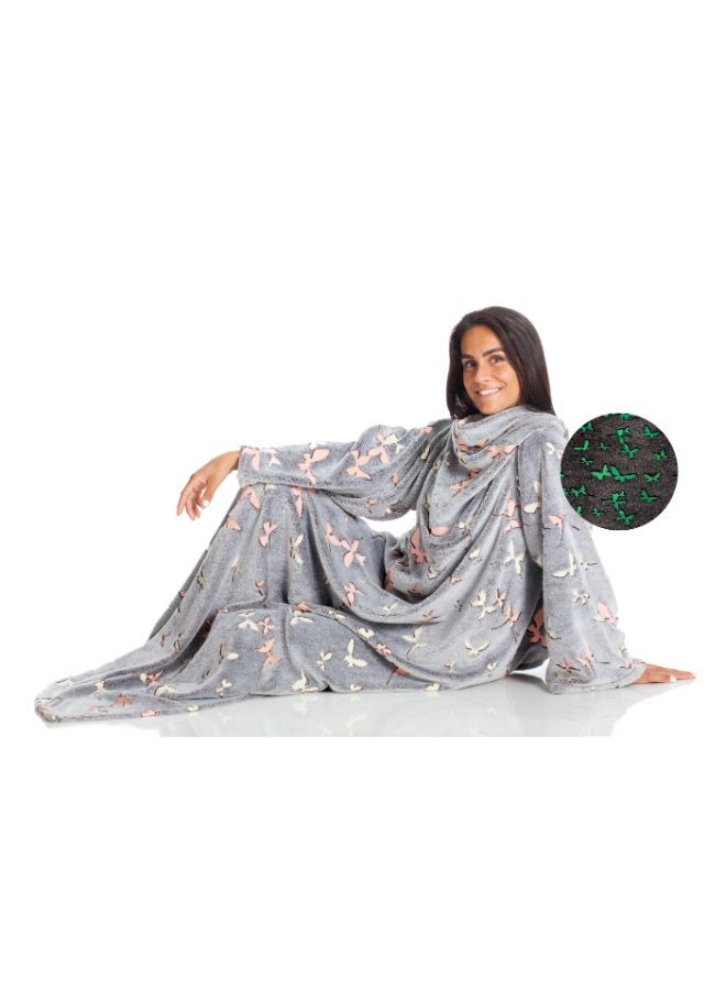 Blanket With Sleeves and a Pocket - Butterflies - Deluxe Glow