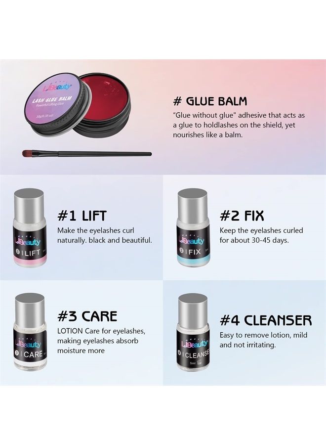 Lash Lift Kit with New Glue Balm Lash Perm Kit Korea for Eyelash Curling and Brow Lamination Complete Tools DIY Set Easy for Beginner Use at Salon & Home (Pink)