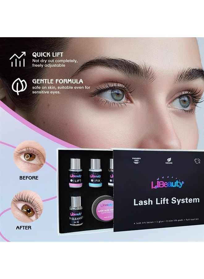 Lash Lift Kit with New Glue Balm Lash Perm Kit Korea for Eyelash Curling and Brow Lamination Complete Tools DIY Set Easy for Beginner Use at Salon & Home (Pink)