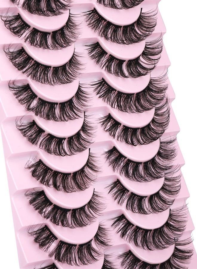 Cluster Lashes Extension Strip Eyelashes Individual Cat Eye Lashes Thick Volume DIY Lashes that Look like Extension Natural Fluffy Faux Mink Lashes 16MM Pestañas Postizas 10 Pairs Pack