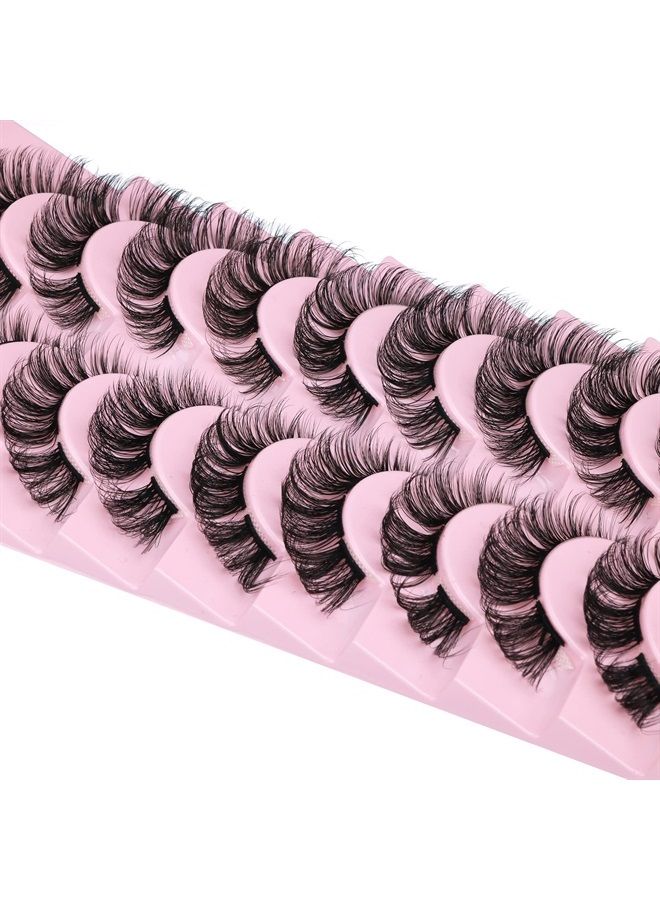 Cluster Lashes Extension Strip Eyelashes Individual Cat Eye Lashes Thick Volume DIY Lashes that Look like Extension Natural Fluffy Faux Mink Lashes 16MM Pestañas Postizas 10 Pairs Pack