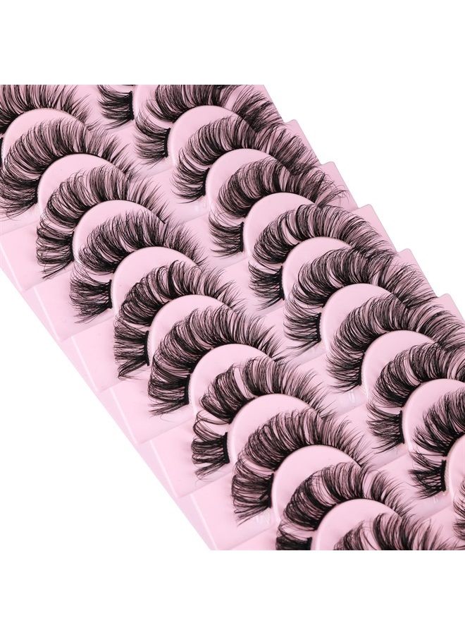 Cluster Lashes Extension Strip Eyelashes Individual Cat Eye Lashes Thick Volume DIY Lashes that Look like Extension Natural Fluffy Faux Mink Lashes 16MM Pestañas Postizas 10 Pairs Pack