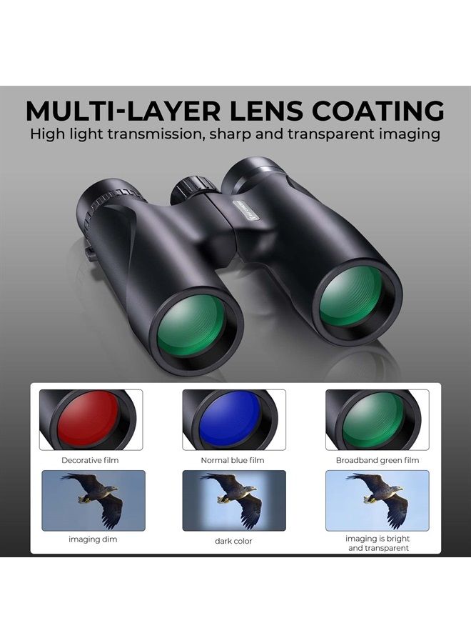 12x32 Compact Binoculars for Kids and Adults, with BAK4 Prism, FMC Lens, IP65 Waterproof & Neck Strap for Bird Watching Hunting Travel Camping Stargazing