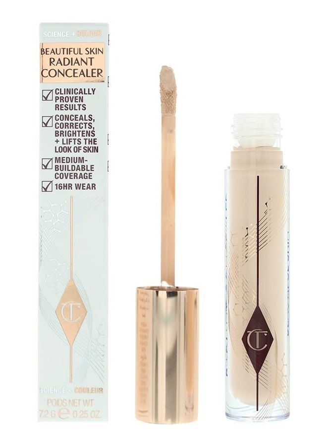 Charlotte Tilbury Beautiful Skin Medium to Full Coverage Radiant Concealer with Hyaluronic Acid - 4.5 Fair with Pink/Peach Undertones