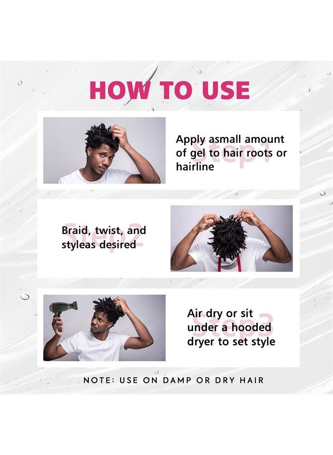 Twist and Lock Gel, Braid Gel for Afro Hair, Braid Gel Extreme Hold Gel for Men and Women, Lock Gel with Brush. 200g/7.05Oz