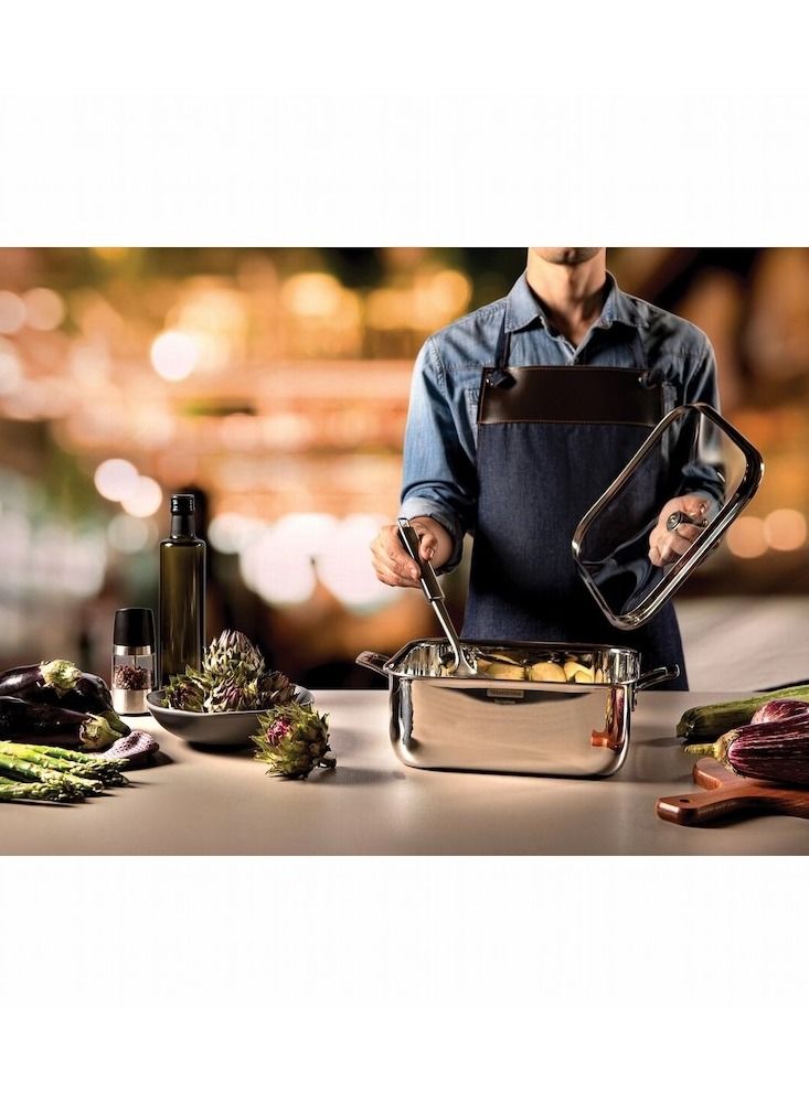 Since 1911,Made in Brazil- Grano 7.3L Stainless Steel Square Casserole with Tri-ply Body
